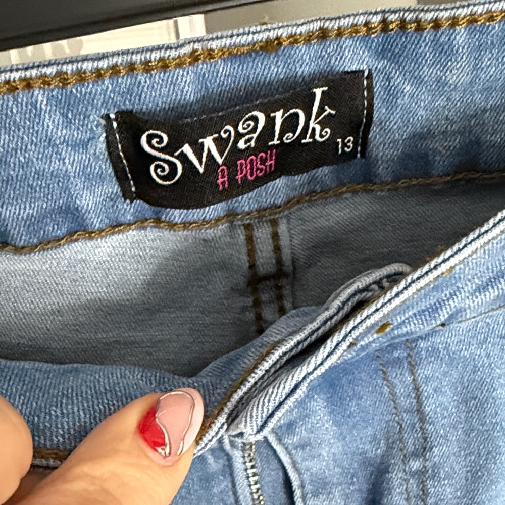 SWANK A Posh boutique Light Blue Denim Pants very stretchy - Picture 2 of 3